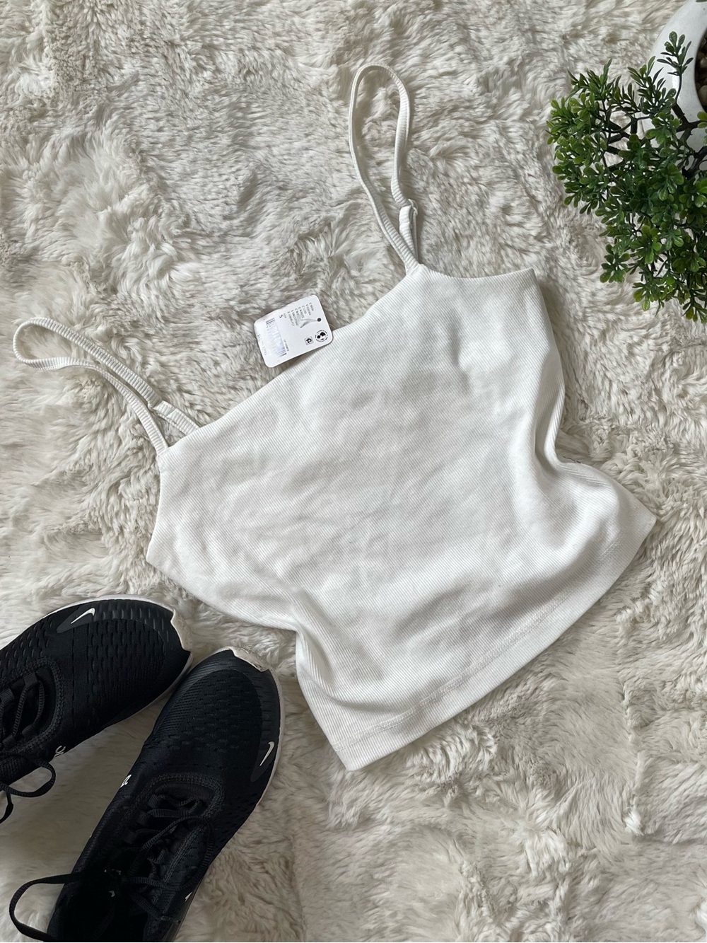 NWT Free People White Ribbed Seamless Crop Cami S